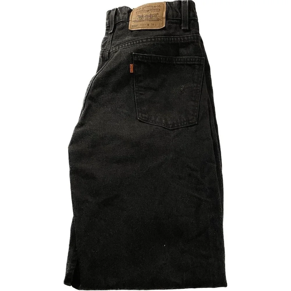 Vintage Levis 550 Jeans Mens 38x32 Black Orange Tab Made In USA 1997